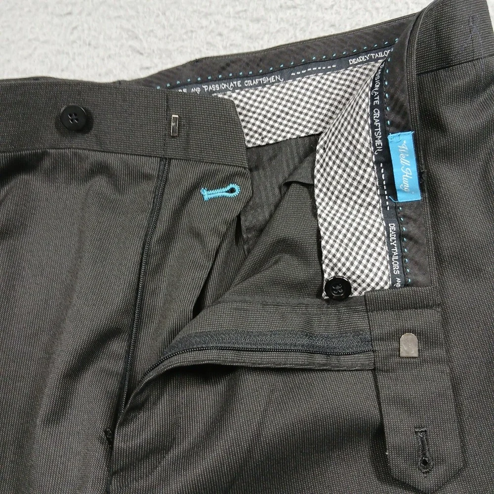 Well Hung Craftsmen Men's Suit Pants Trousers 38x32 Gray Textured Flat‎ Front